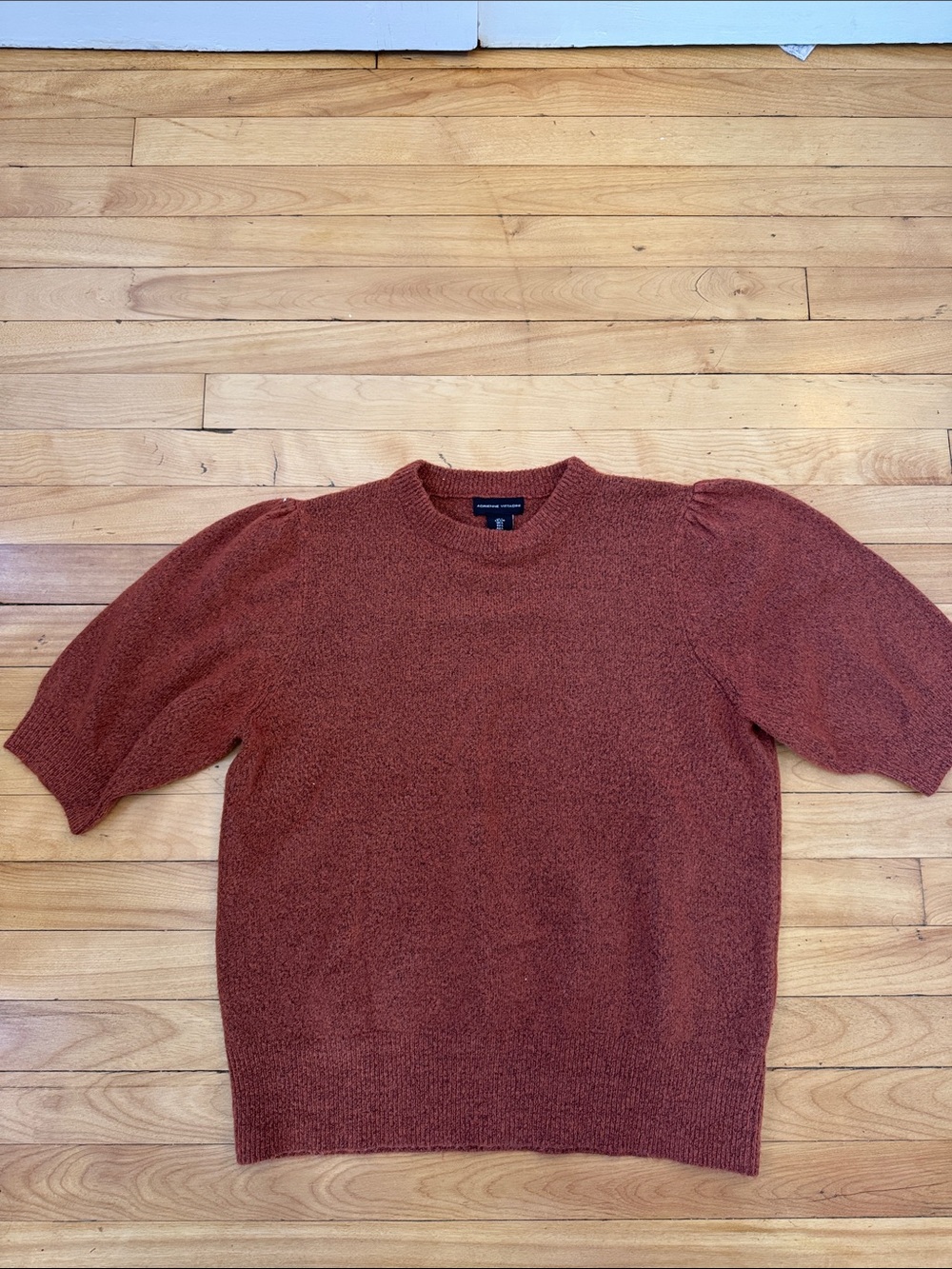 Adrienne Vittadini Rust Crewneck Short-Sleeve Sweater